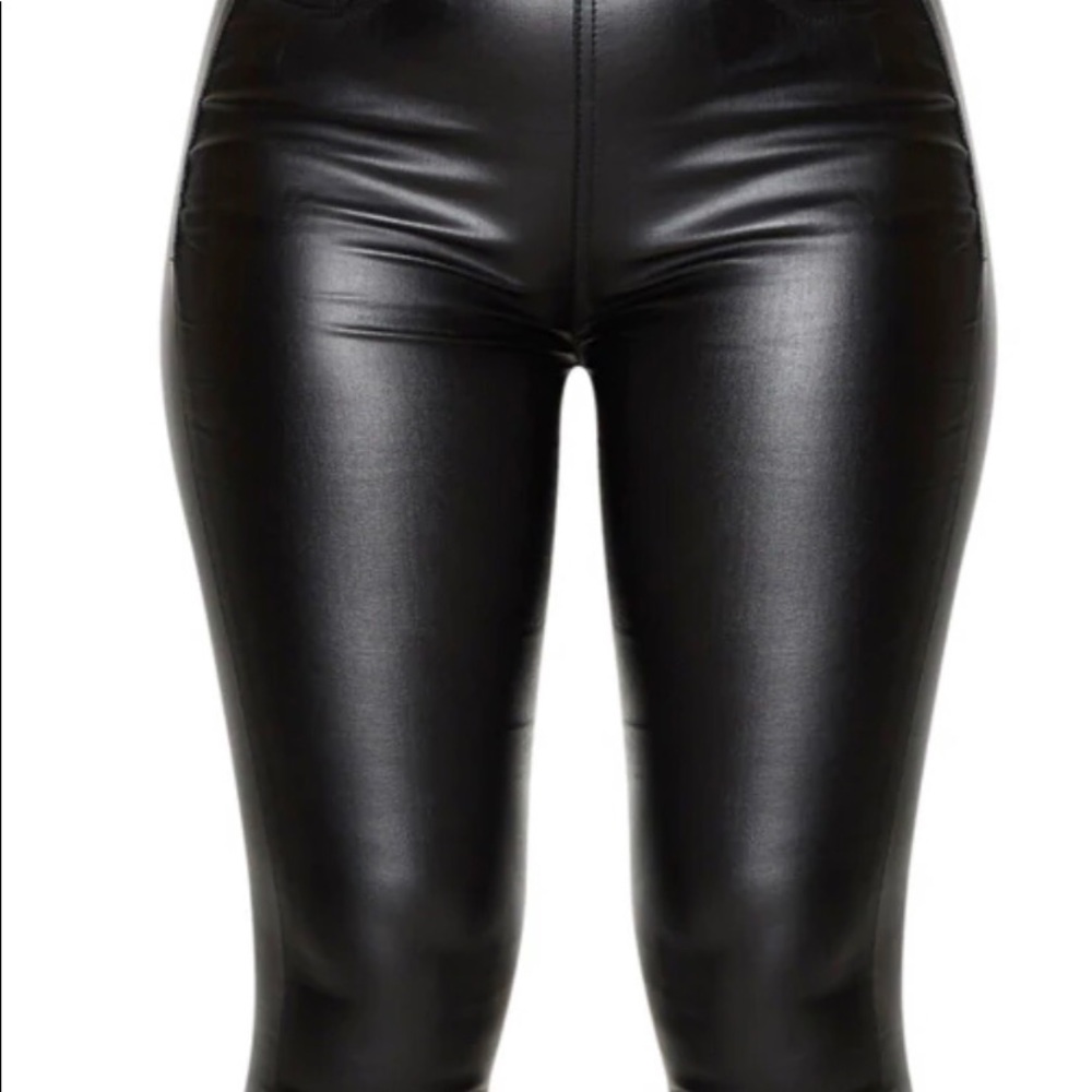 Black Bandeau Coated Jumpsuit - Picture 5 of 6